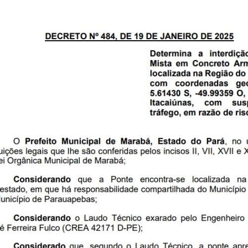 Risco de colapso leva à interdição de ponte sobre o Rio Itacaiúnas